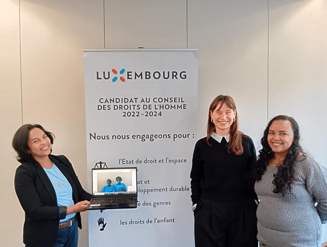 The representatives of PFSCE and FAAI online with Sarobidy and Olivier during an advocacy meeting  © Apprentis D’Auteuil  